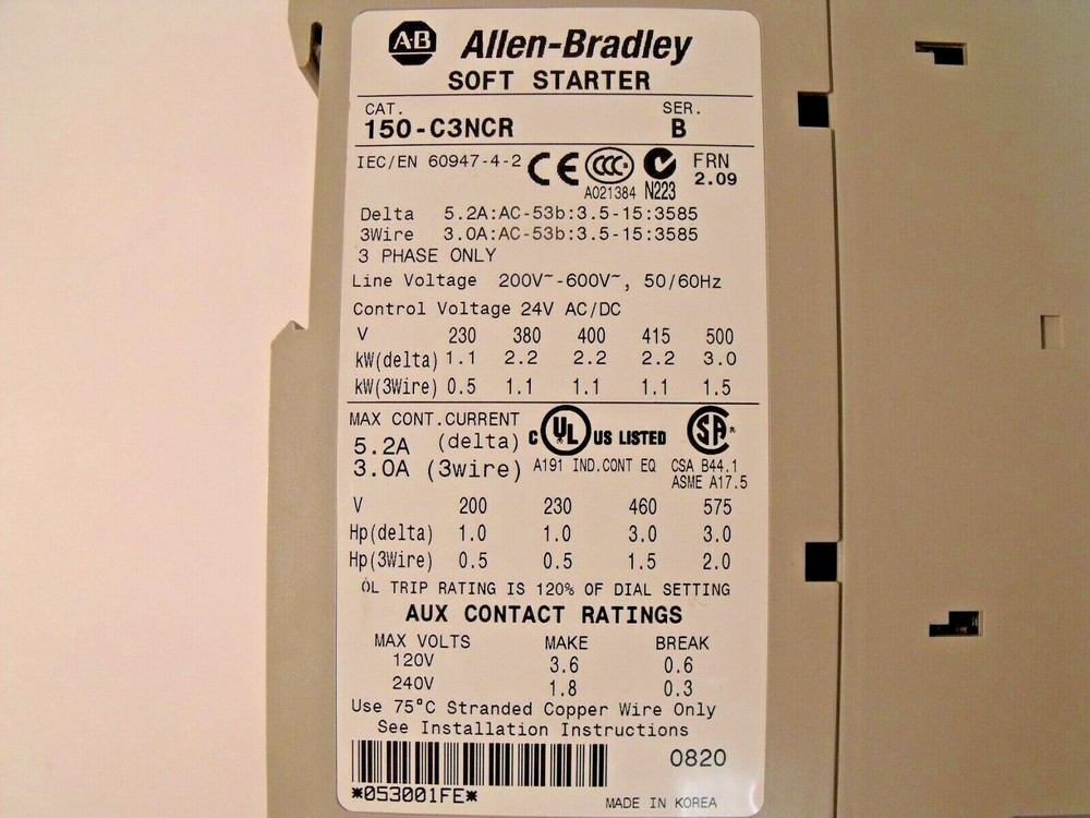 Allen Bradley 150-C3NCR SER B Soft Starter / Smart Motor Controller