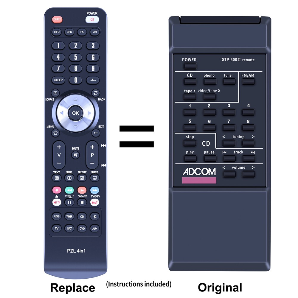 Replacement Remote Control For Adcom GTP-500II Pre-Amplifier