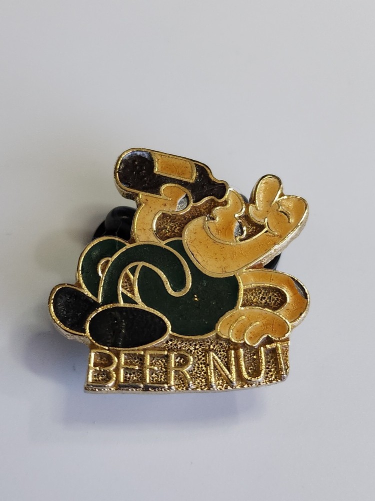 Beer Nut Hat Jacket Lapel Pin Vintage Humorous Falling Down Drunk Guzzling