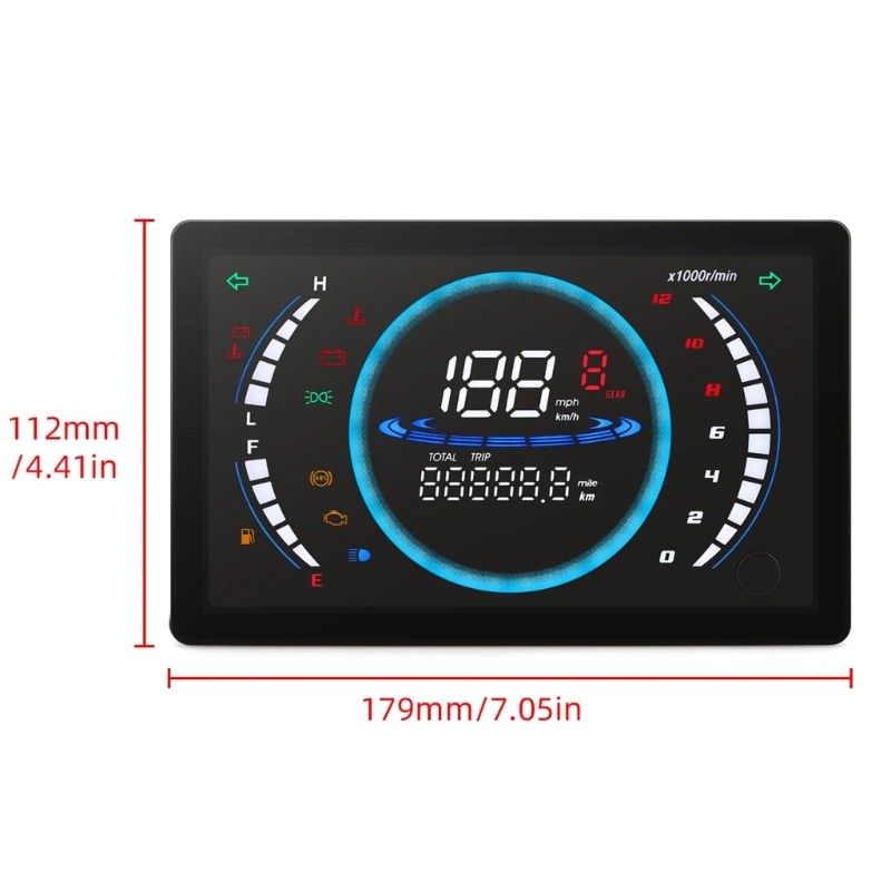 Shockproof Motorcycle Digital Dashboard Speed RPM Gear Indicator Temperature