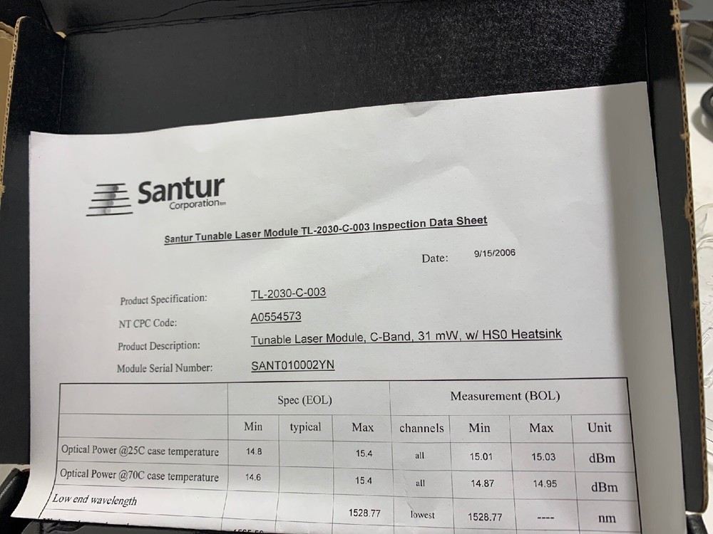 Santur Turnable Laser Module Full-CBandDFB Array TL-2030-C-003