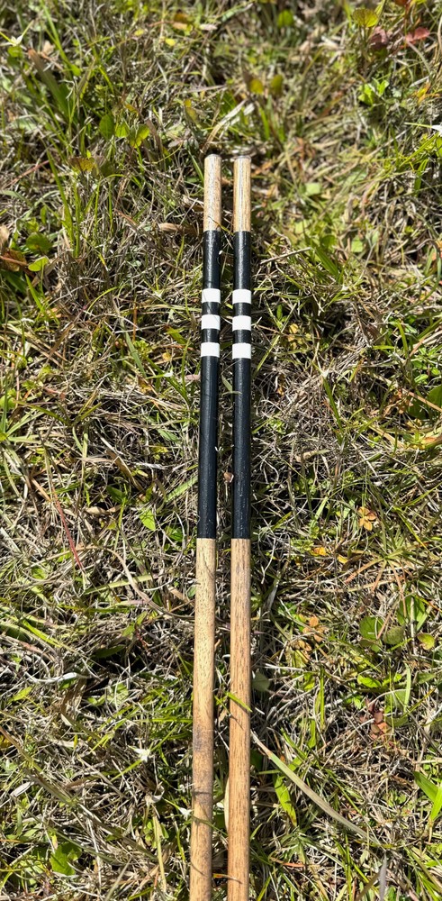 Handcrafted Hickory Wood Golf Alignment Sticks w/ Cover (Pair)