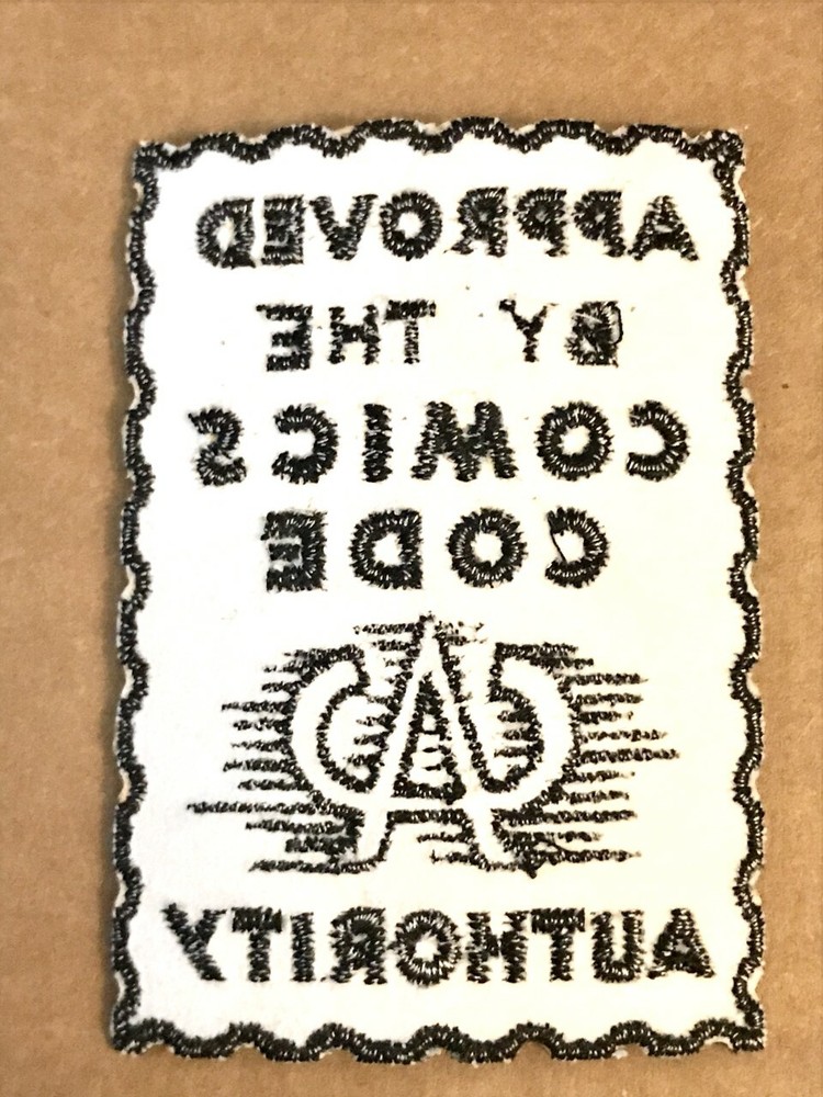 APPROVED BY THE COMICS CODE AUTHORITY Stamp Embroidered SEW ON PATCH 3.25X4.5"