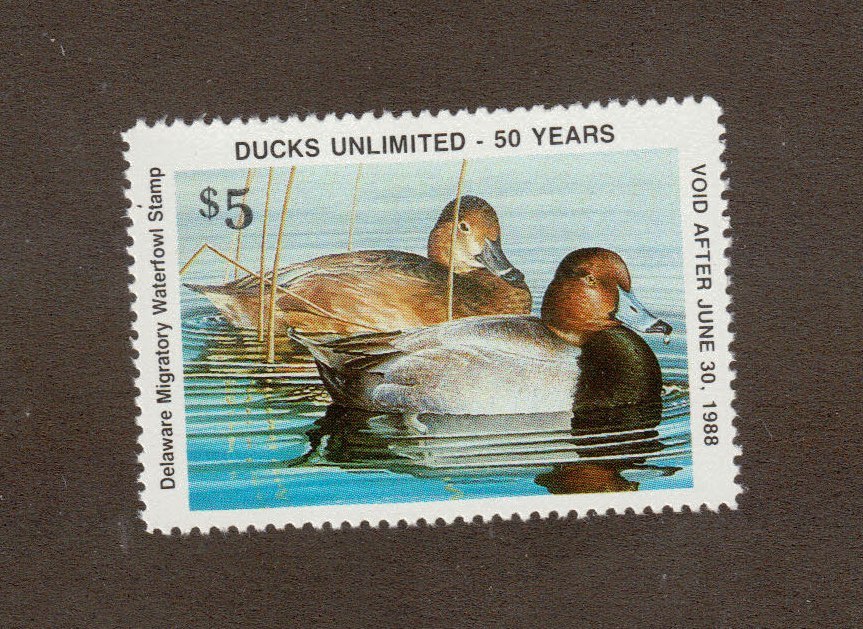 DE8 Delaware State Duck Stamp. Single. MNH. OG.