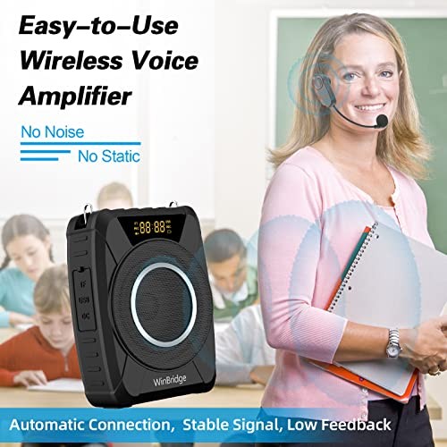 Voice Amplifier Wireless Microphone, 20W Portable PA System with Bluetooth &
