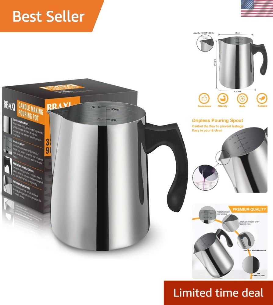 Effortless Candle Making Pitcher - 32oz Double Boiler with Safe Handle Design