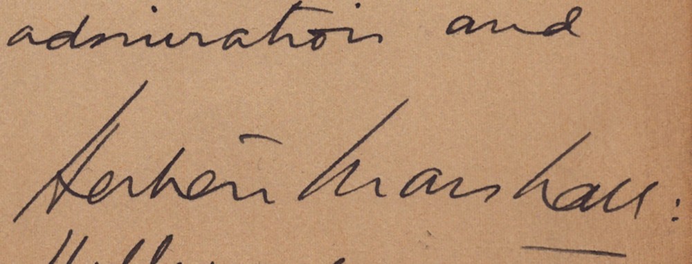 HERBERT MARSHALL - AUTOGRAPH NOTE ON ORIGINAL ART SIGNED 07/1949