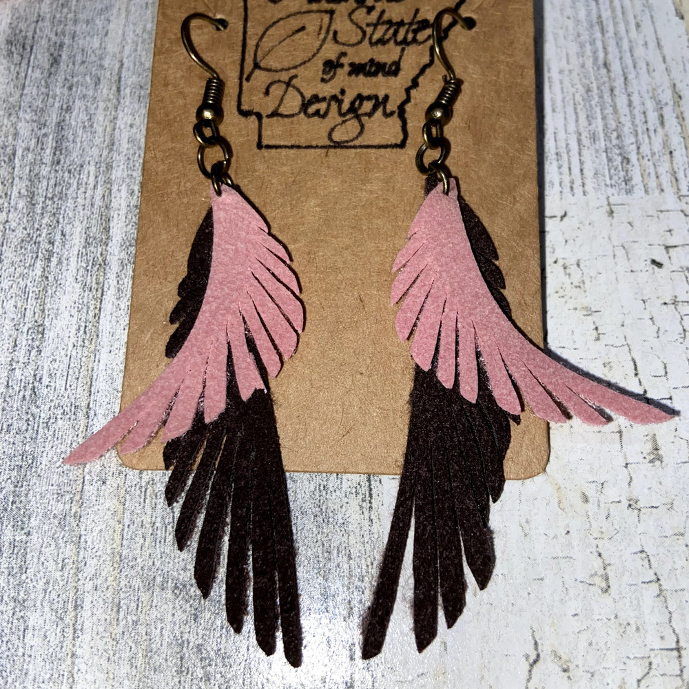 Handmade Boho Felt Feather Dangle Earrings