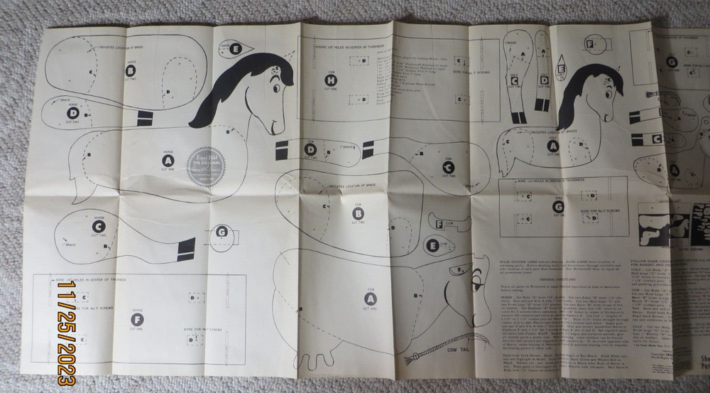 Vintage Farmyard Pull Toys No. 79 Easi-Bild Pattern 1952