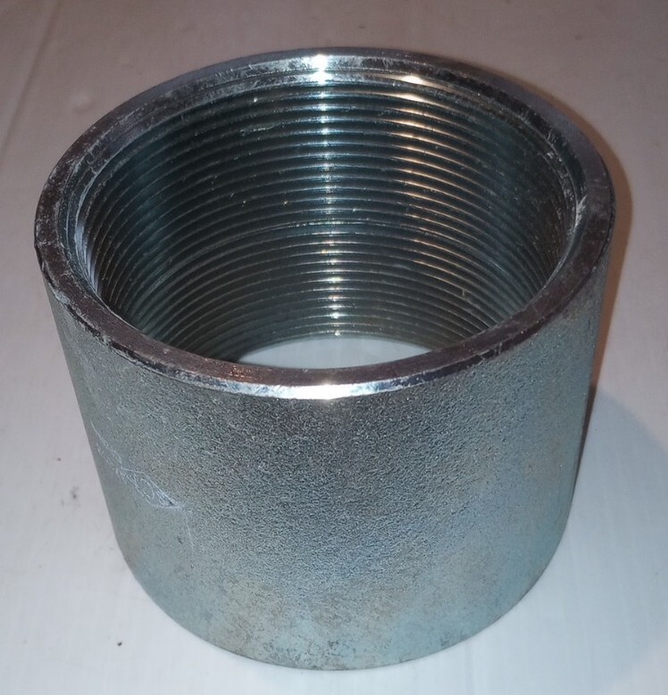 4" STRAIGHT STAINLESS STEEL MERCHANT COUPLING W/ GALVANIZED COATING, FREE SHIP