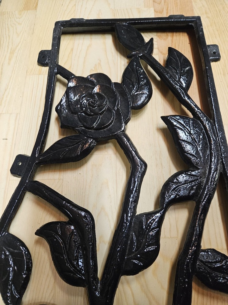 Antique Cast Iron Park Bench Back Roses