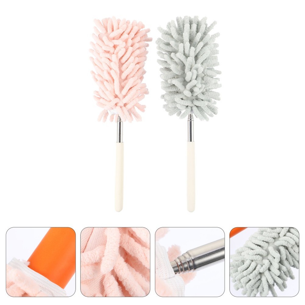 2 Pcs Dust Cleaning Brush Telescoping Duster Mops for Hands Mini Teloscopic