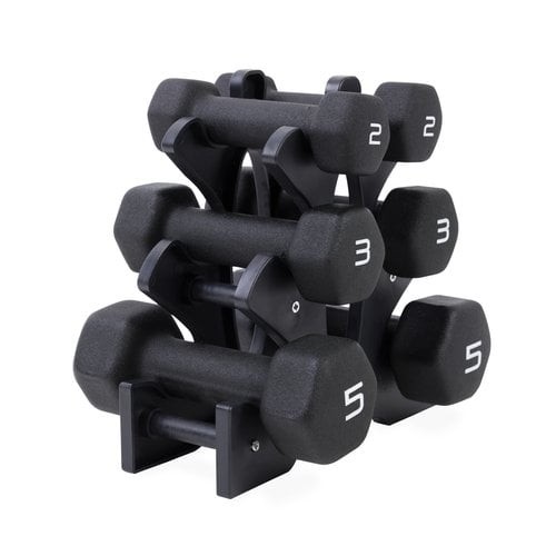 20lb Neoprene Dumbbell Set with Rack, Black