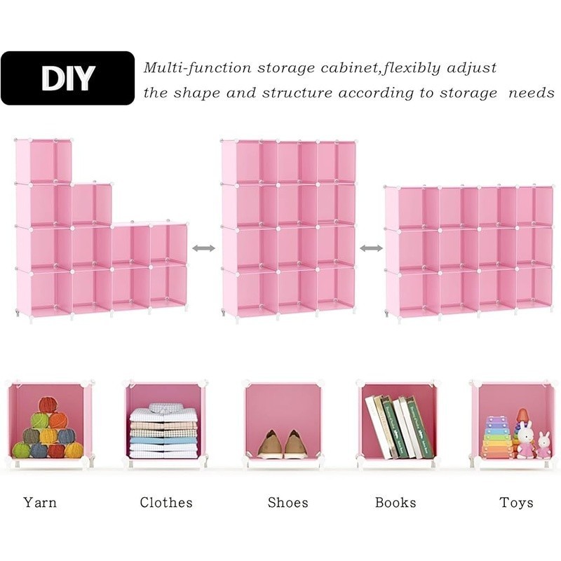 12 Cube Storage Organizer Adjustable Stackable Lightweight Kids Closet Shelf New
