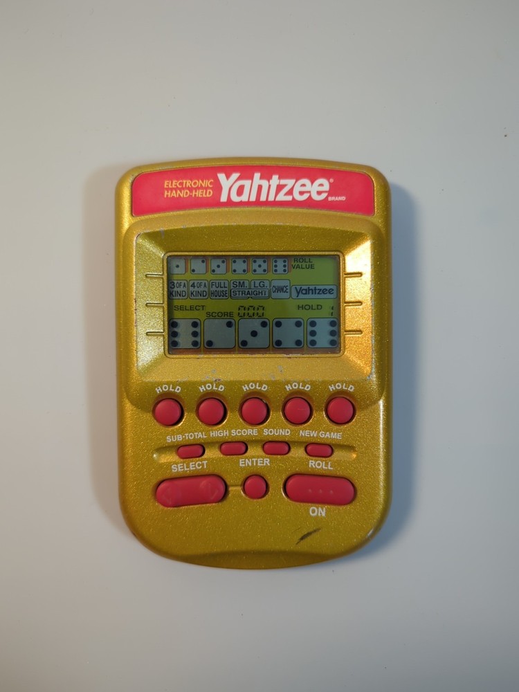 2002 Hasbro Yahtzee Handheld Electronic Game Gold Edition - Tested Works