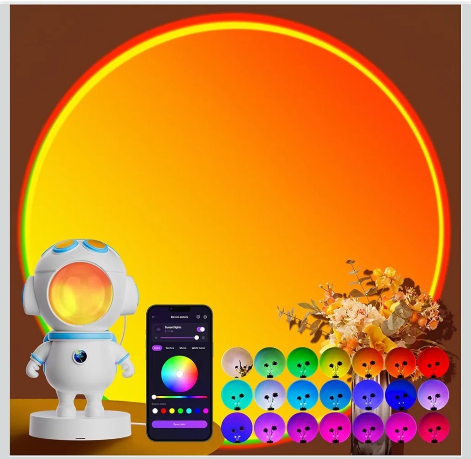 Sunset Lamp Projector with APP & Button Control,360° Magnetic Adjustable Head...