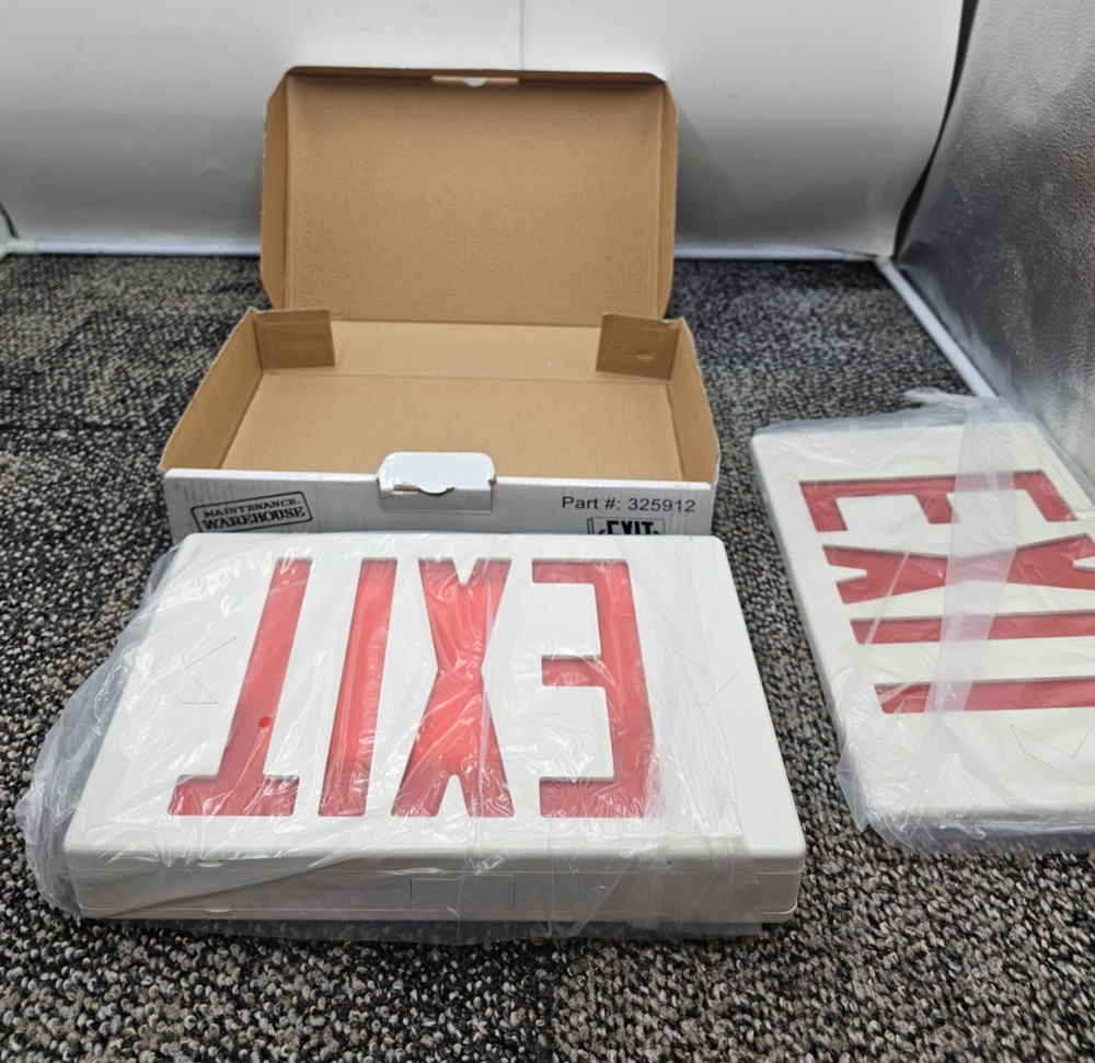 Maintenance Warehouse 325912 Red LED Exit Sign White Housing Single/ Double Face