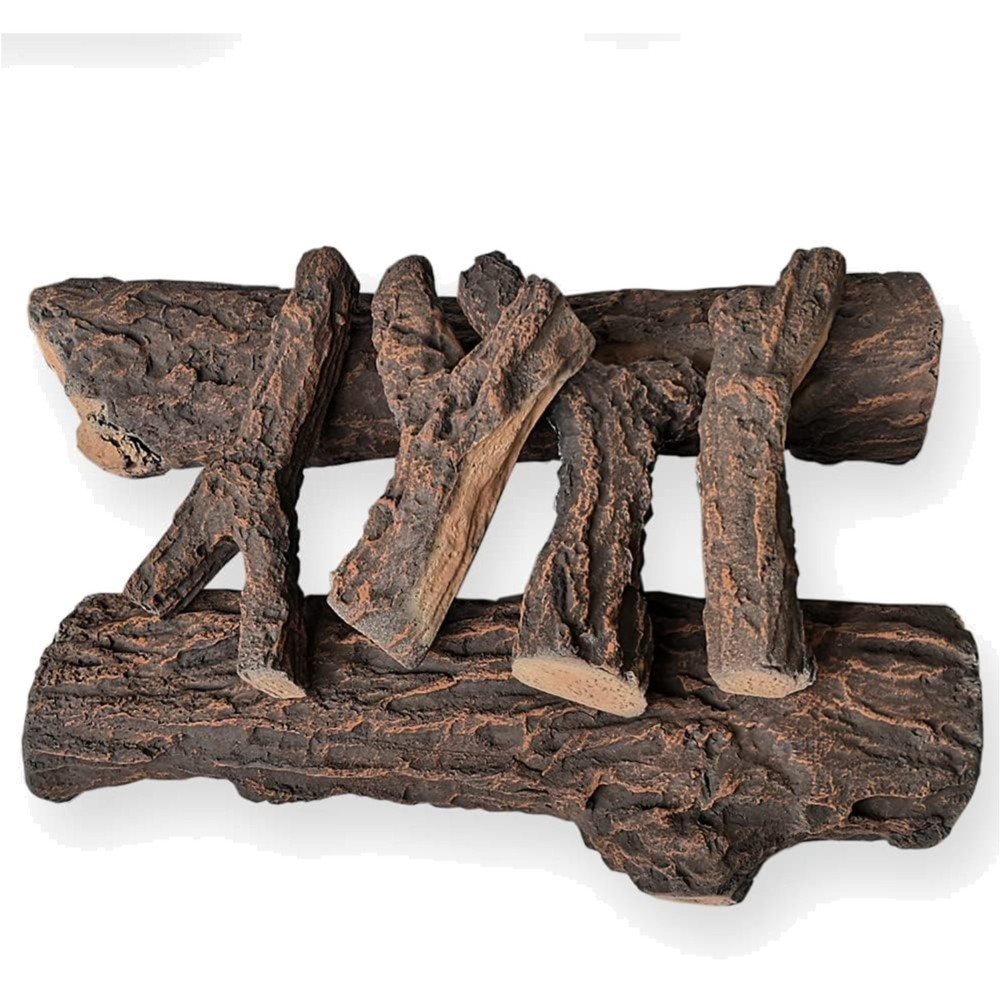 Alpine Ceramic Fire Logs for Indoor Electric Gas Fireplace Inserts, Vented, P...