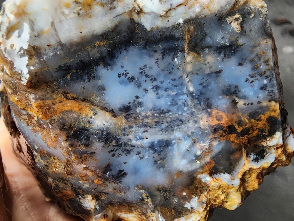31.85 oz (903 gr) Bluish Dendritic Opal Agate, Dendritic Opal, Dendritic Agate