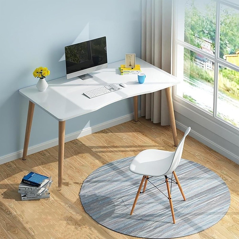 Compact Wooden Desk Easy Assembly Minimalist Design Sturdy Workspace Home Office