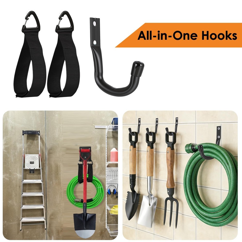 14" Garage Hooks Heavy Duty 8-Pack - Garage Storage System Hooks, Ladder Hook...
