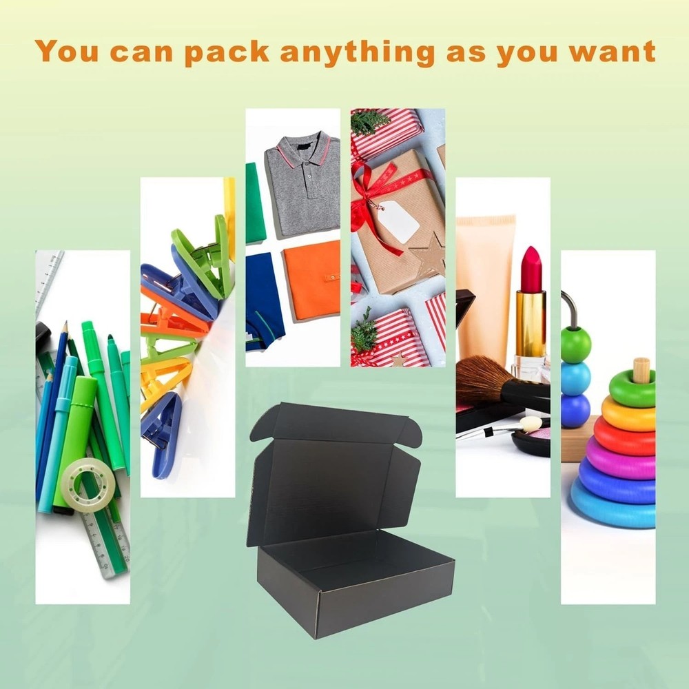 Heavy Duty 9x6x2" Black Shipping Boxes - 150pc Bulk, Secure & Easy Fold Mailers