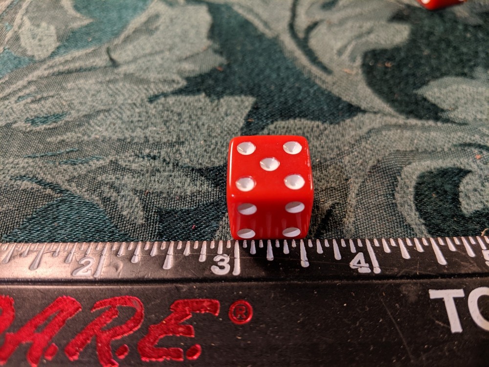 Vintage Red Six Sided Dice 2pr = 4 die 1/2"
