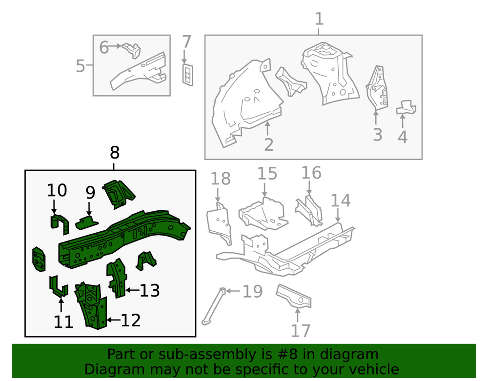 Genuine GM Passenger Side Front Compartment Side Rail 84526303