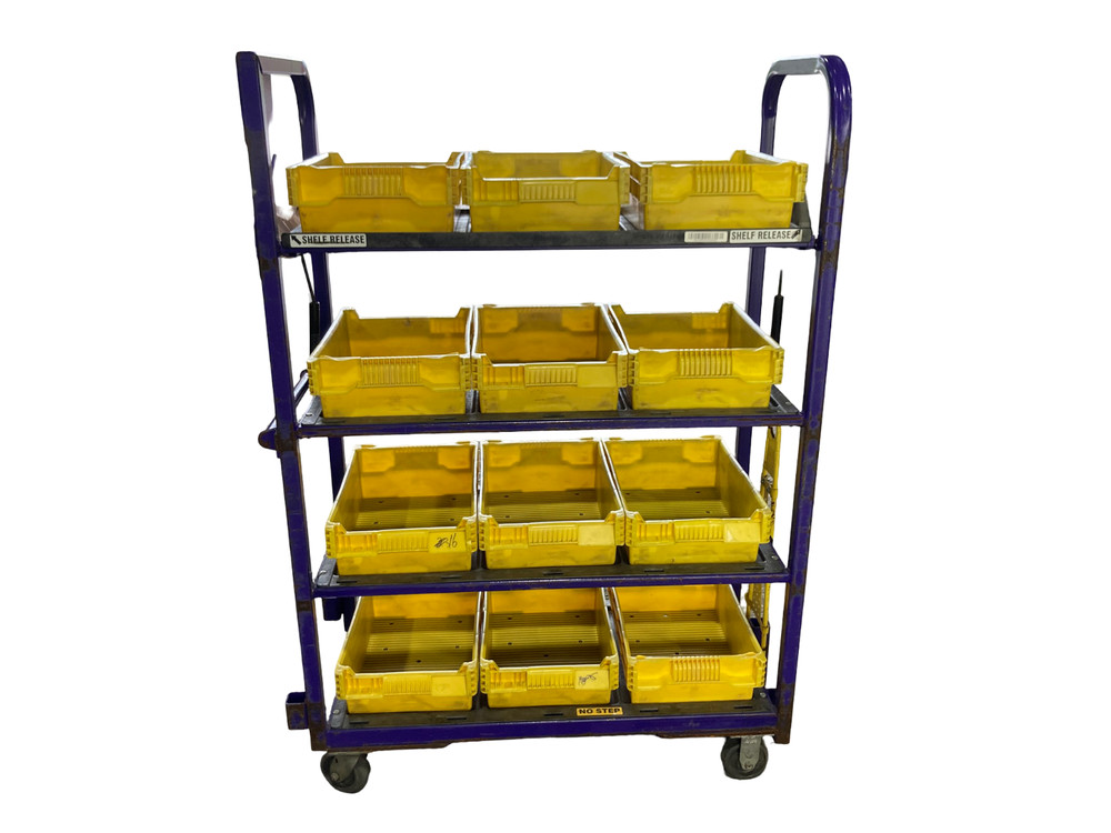 Industrial Steel Rolling Shelf order picker Cart Totes & Release System