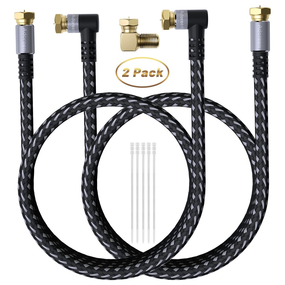 Coaxial Cable 10 Ft2 Packright Angle Quad Shielded 90 Degree Rg6 Coax Cable Cord