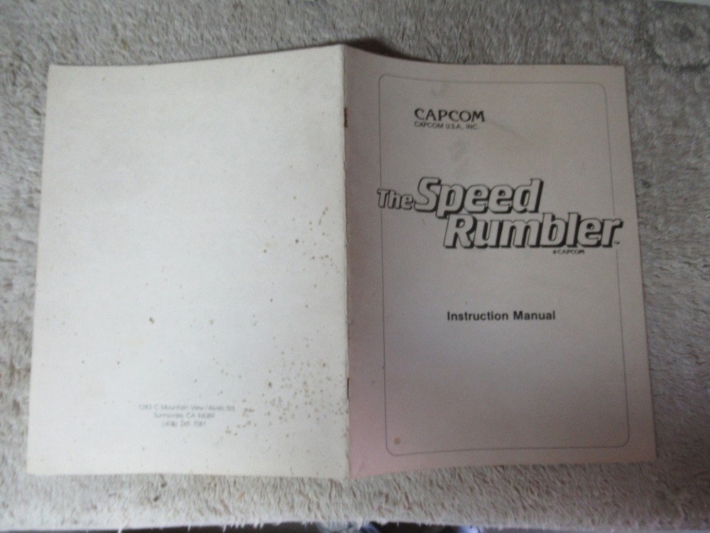 SPEED RUMBLER CAPCOM arcade video game manual