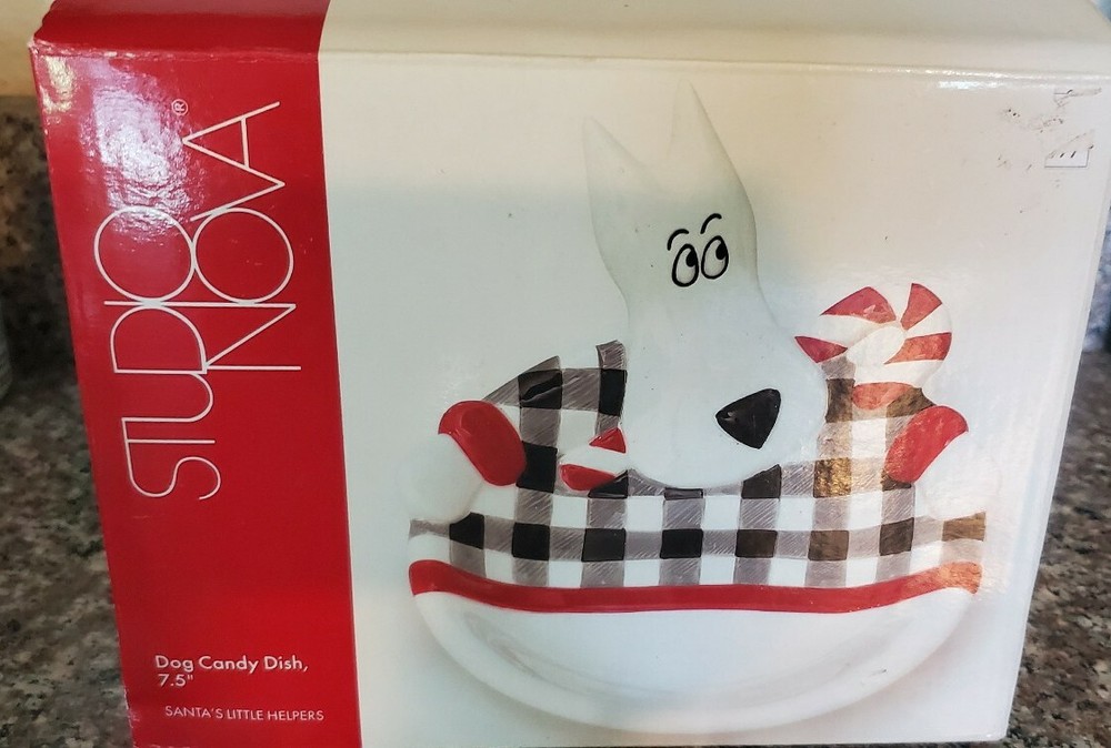 Studio Nova Santas Little Helper Terrier Dog Small Candy Dish