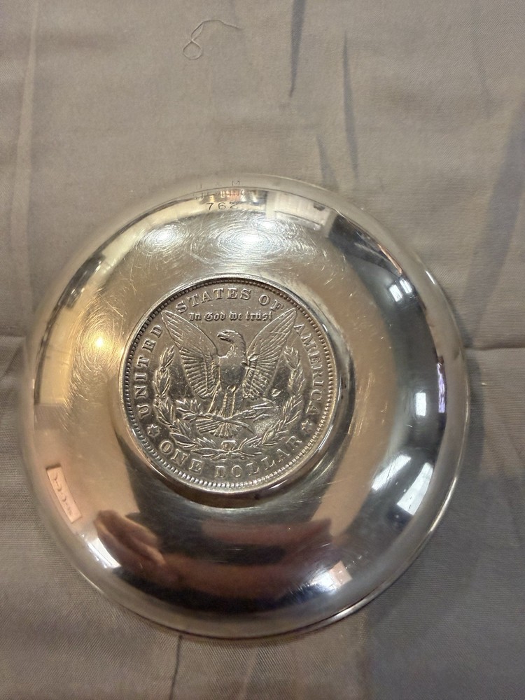 B & M Sterling Silver Plate With Silver Dollar