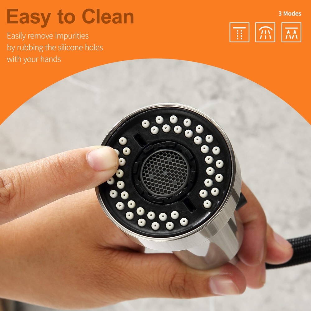 Pull Down Spray Head Replacement - for Kitchen Faucet Sprayer Head with 15 Ad...