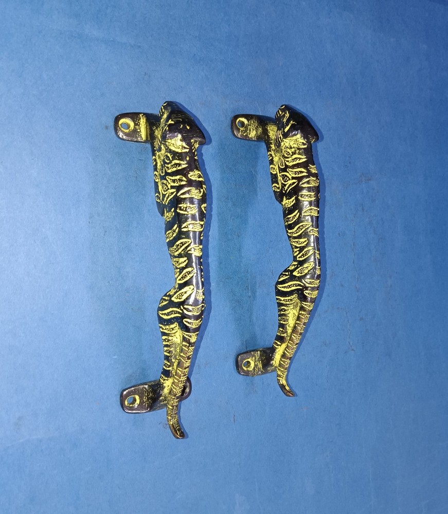 Brass Leopard Gate Handle Pair Brass Animal Shape Hotel Door Pull Hardware AJ326