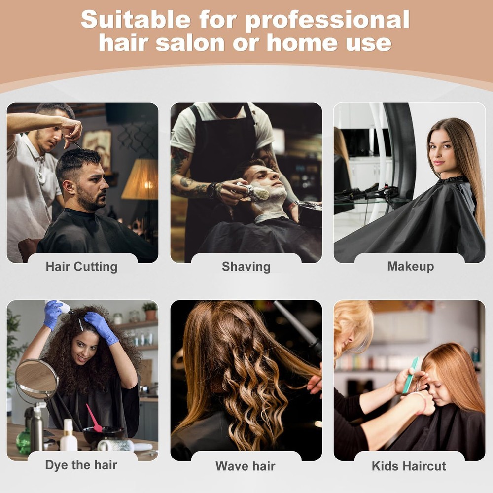 Hair Cutting Cape with Adjustable Snap Closure, Professional Barber Cape, Large