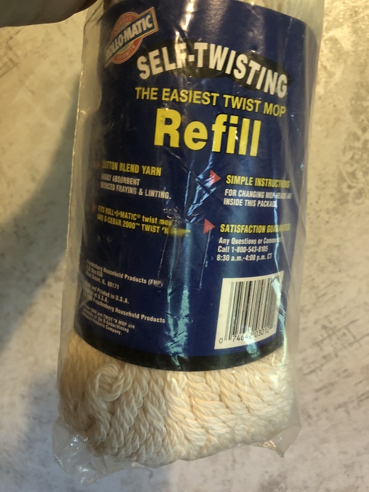 Roll-O-MATIC Self Twisting TWIST MOP REPLACEMENT REFILL O-Cedar 2000 New