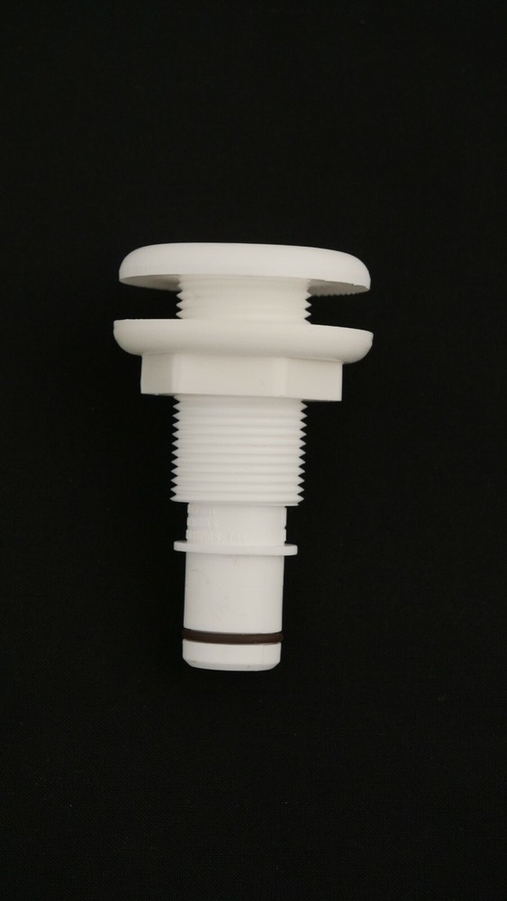 Flow-Rite MA-011-QLW 3/4" Straight Flanged Thru-hull, Qwik-Lok, White