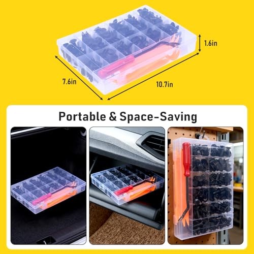 Car Bumper Retainer Clips Kit - Auto Plastic Rivets & Push Fasteners 260PCS