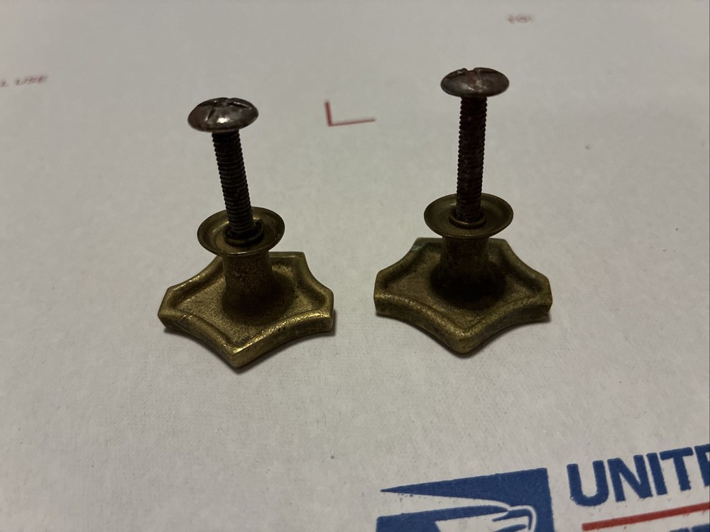 2 Pcs MCM Vintage Antique Solid Brass Pulls Handles for Cabinet Drawer