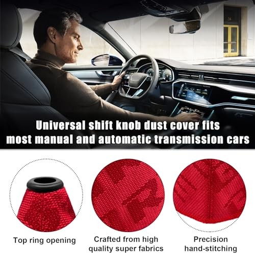 Car Shift Knob Dust Cover, Shift Boot Cover, Hyper Fabric Manual/Automatic Red