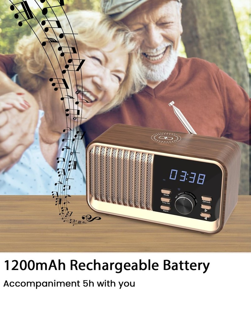MONODEAL Alarm Clock Radio with Fast Wireless Charging,Support Bluetooth 5.3/...