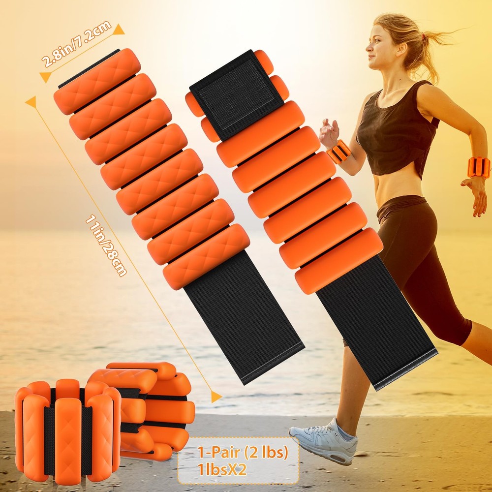 Adjustable 2 lbs Wrist Ankle Weights for Walking, Yoga, Training, Exercise