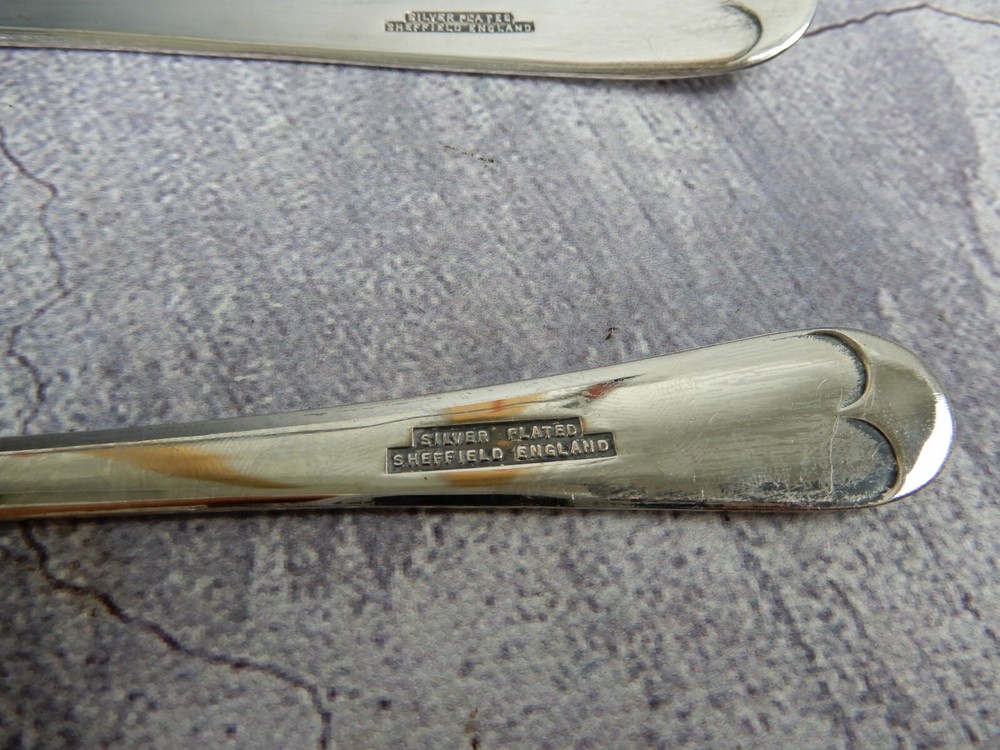 Vintage Sheffield England Serving Set Silver Plated Salad Spoon & Fork 9.5"
