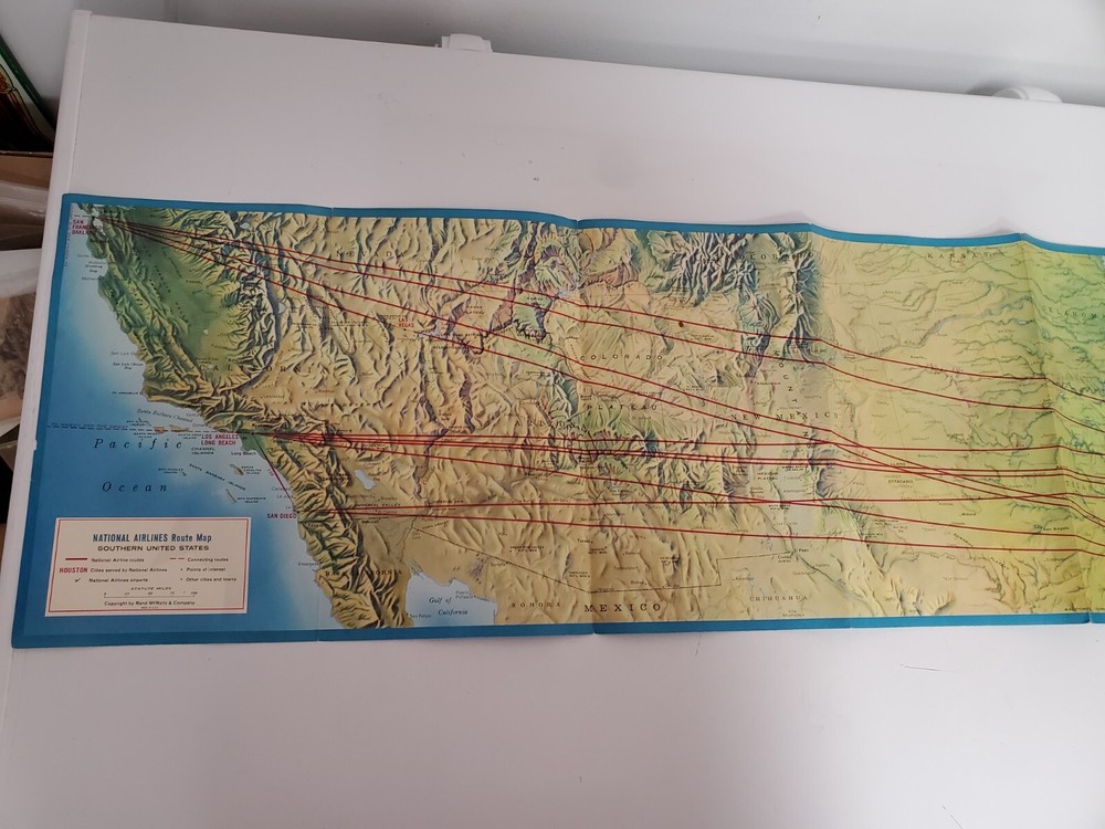 Vintage Original National Airlines System Route Map