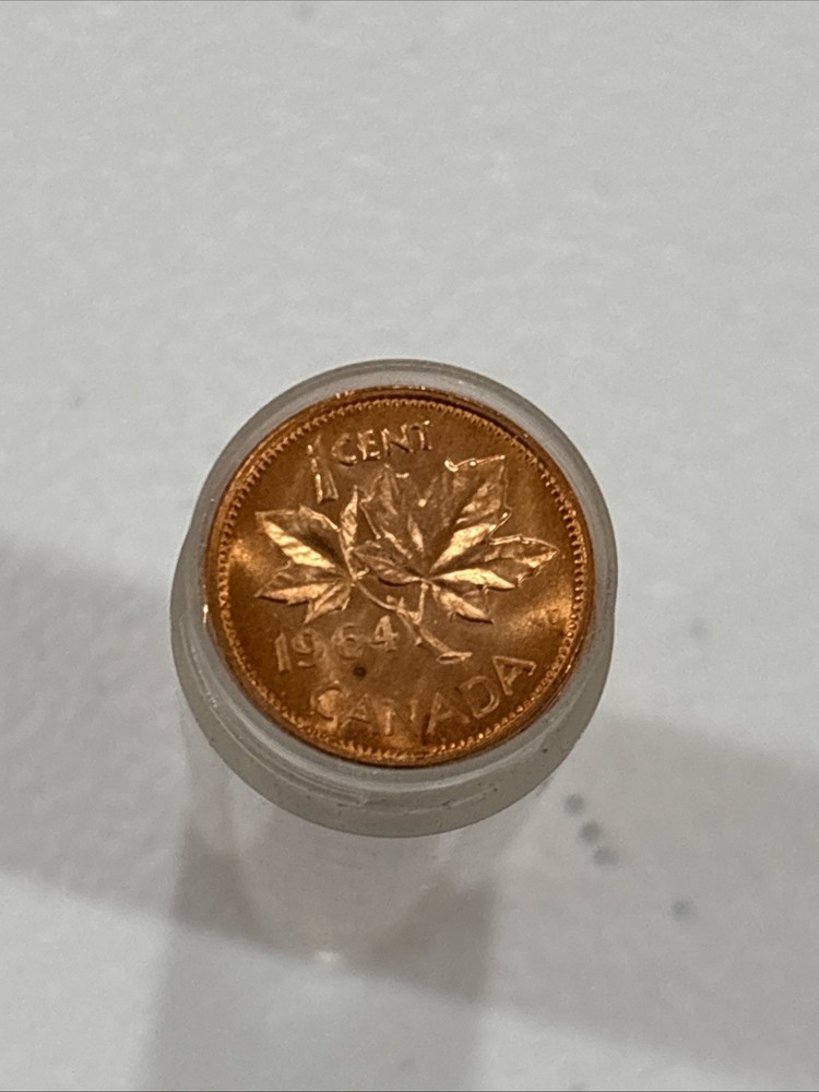 10 Original RED BU Rolls 1964 Canada Cents