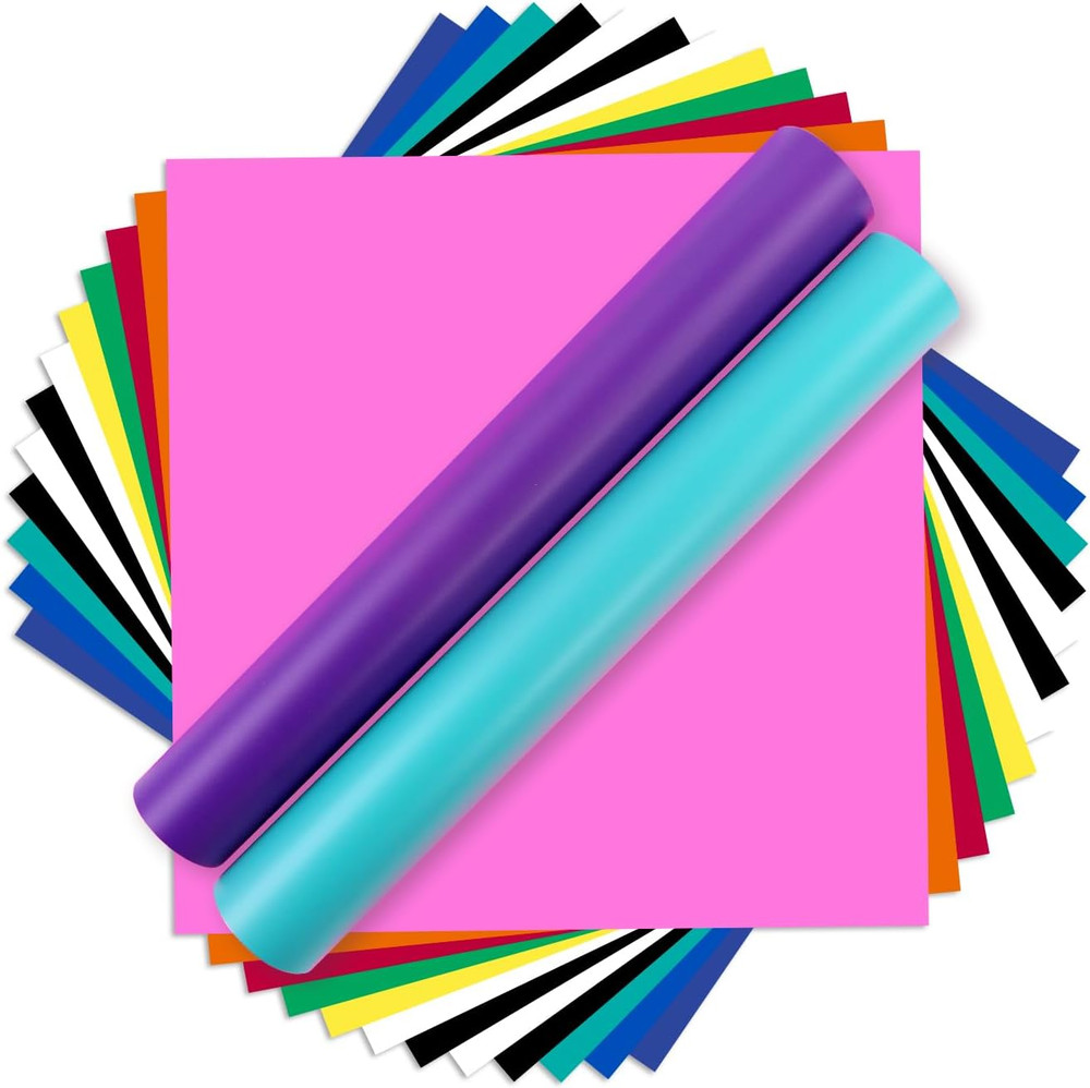 Matte Permanent Vinyl for Cutting Machine - 14 Pack 12" X 12" Permanent Adhesive