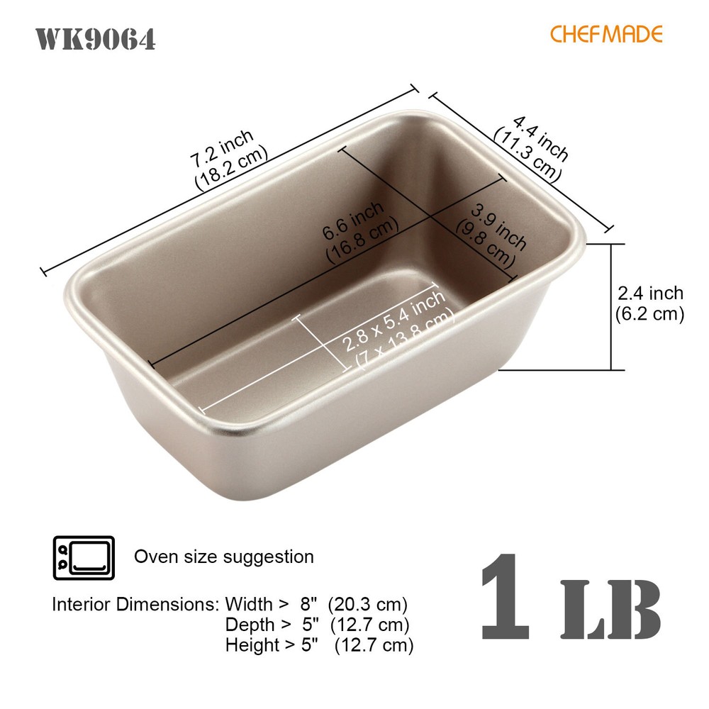 CHEFMADE 2LB Rectangle Loaf Pan, Non-Stick Bakeware for Oven Baking