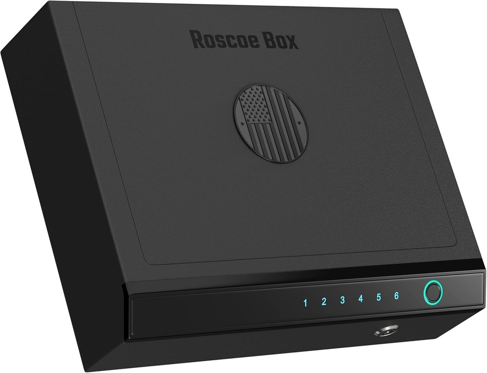 Biometric Gun Safe  - Fingerprint, Digital Code, Backup Key, Flag Medallion