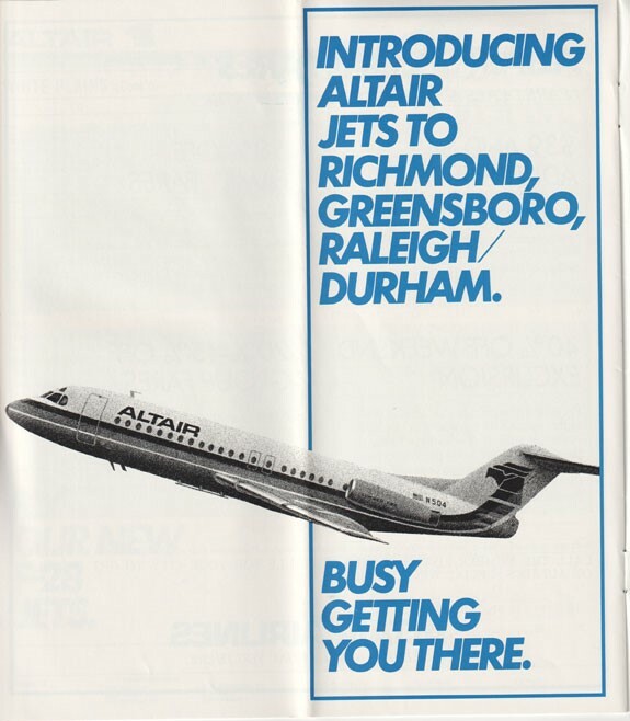 Altair Airlines timetable 1981/03/01
